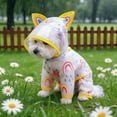 thumbnail image 6 of Spring Pet Rain Gear 4-Leg Full Coverage Dog Raincoat with Cat Ear Hood & Reflective Strip Waterproof Puppy Rain Jacket with Rainbow Pattern with Leash Hole for Rainy Days Outdoor Walking(A,XL), 6 of 8
