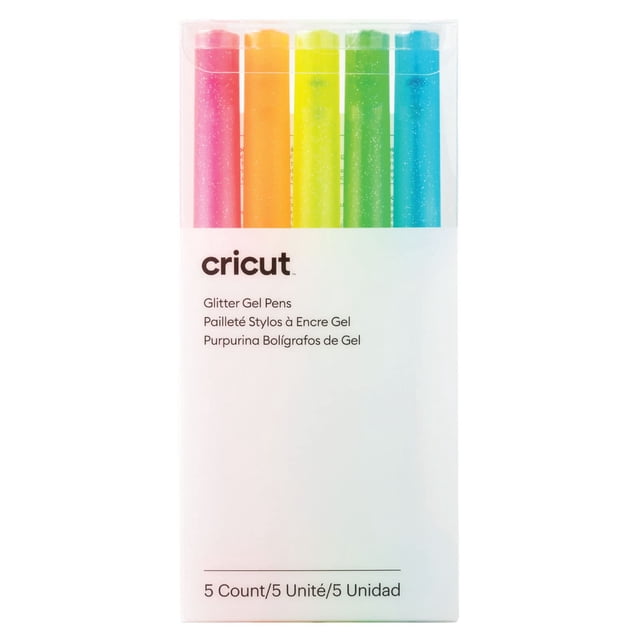 Juego de 5 bolígrafos de gel con purpurina Cricut, colores neón, 0,8 mm