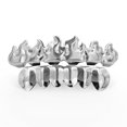 thumbnail image 3 of hip hop 18k plateado llama superior inferior personalizado boca dientes parrillas de plata blanco Sunnimix Enjuagues bucales con dientes en la boca, 3 of 5