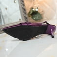 thumbnail image 5 of Women's Wide Width Slingback Heels, Satin Pointed Toe Pumps, Stiletto Heel Dress Sandals for Spring Summer, Black/White/Purple, 5 of 10