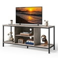 thumbnail image 6 of Aiho Mid-Century Wooden TV Stand for TVs up to 65" with Open Storage Shelves and Metal Frame - Gray, 6 of 11