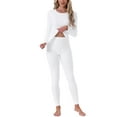thumbnail image 2 of INSPIRE CHIC Womens Thermal Underwear Sets Long Sleeve Shirt with Leggings Cold Winter Base Layer Pajamas Set L White, 2 of 6