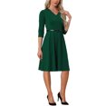 thumbnail image 4 of INSPIRE CHIC Cocktail Dresses for Women's and Evening Gowns Half Sleeves V Neck Knee Length Dress XS Green, 4 of 6