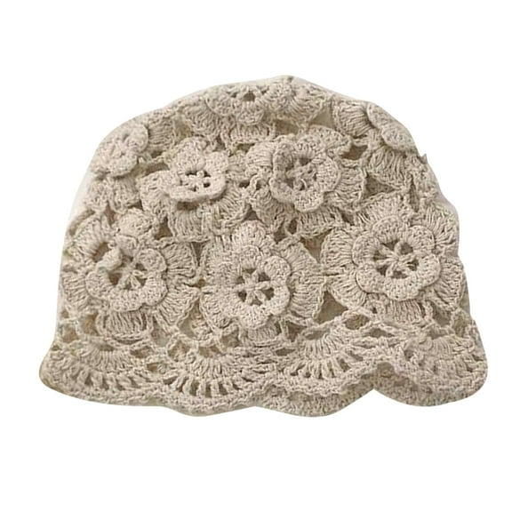 UNTERING Woven Hat Stylish Handmade Crochet Flower Cutout Sun Hat Multifunction Supplies for Adults Women Female Spring