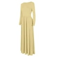 thumbnail image 5 of Fangasis Women Dress Solid Color Maxi Dresses Long Sleeve Ladies Sexy Slim Fit Party Apricot XS, 5 of 6