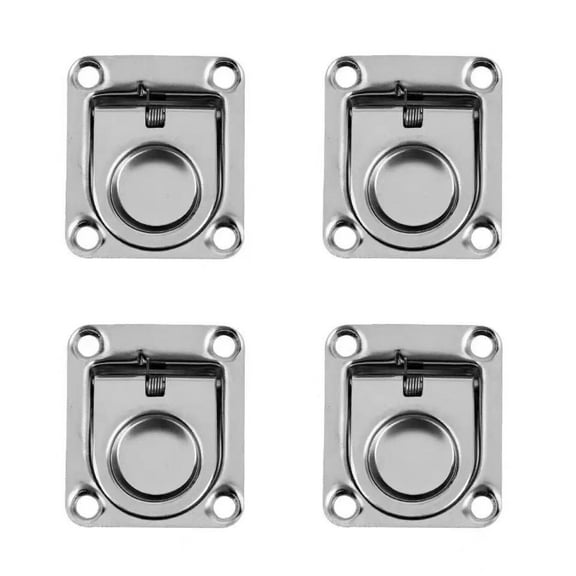 4Pcs Recessed Hatch Spring Loaded Pull Handle Marine Locker Flush Lifting Ring Pull Stainless Steel Deck Hatch Part