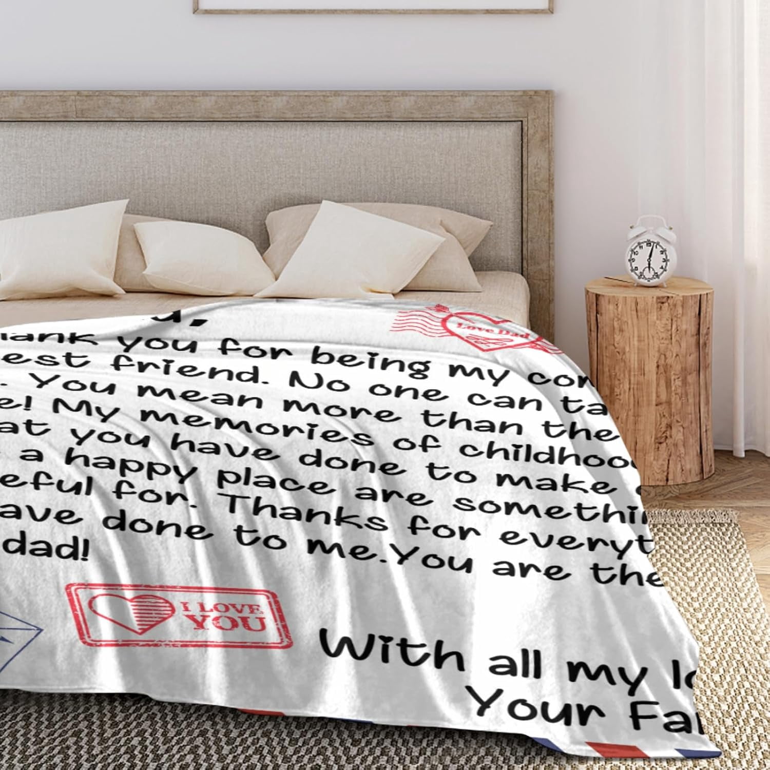 Dad Gift Blanket, Dad Blanket from Daughter, Dad Gifts from Son Daughter, Birthday Gifts for Dad, Father''s Gifts for Dad, Gifts for Dad, Postcard Letter Blanket for Dad-60*80