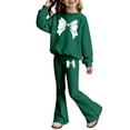 thumbnail image 4 of Gunia Spring Outfits For Kids Girls Long Sleeve Top Flare Pants With Bow Print Elegant Two Piece Toddler Kid Clothes Set 3-10 Years, 4 of 4
