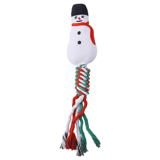 SIfdSeng Rope Christmas Theme Dog Toy with Rope Body for Puppy Dog Chew Toy for Puppy Interactive Toy Pet Toys Dog Toy for Aggressive Chewers Large Dog Toy