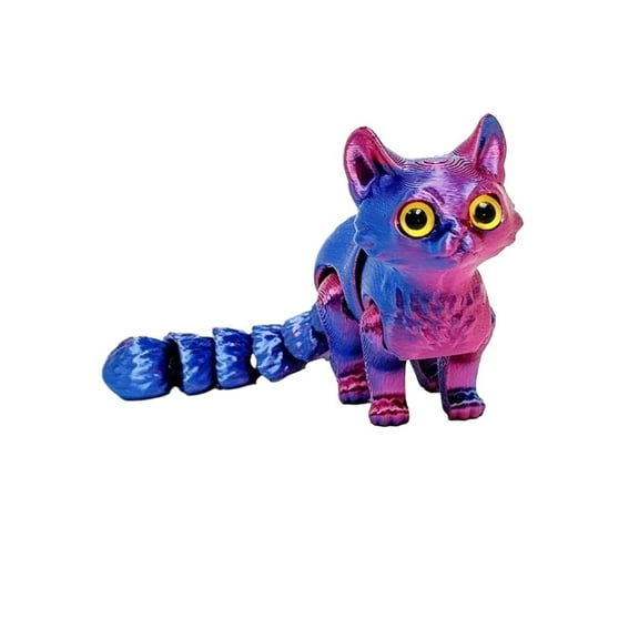 1pc blue purple 3D Printed Cats Movable Joint Fidget Stress Relief Decompression Desktop Ornament Figure