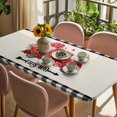 thumbnail image 3 of Valentine's Day Table Cloths for 6 Foot Rectangle Tables, Red Truck Loves Buffalo Plaid Romantic Beige Patio Waterproof Elastic Fitted Tablecloths, Washable Rectangular Table Cover for Camping, 3 of 8