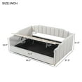 thumbnail image 4 of Full Size Upholstered Daybed with Underneath Storage, Linen Fabric Sofa Bed Frame with Slats Support and Solid Wood Legs for Living, Bedroom, Guest Room, No Box Spring Needed, White, 4 of 9
