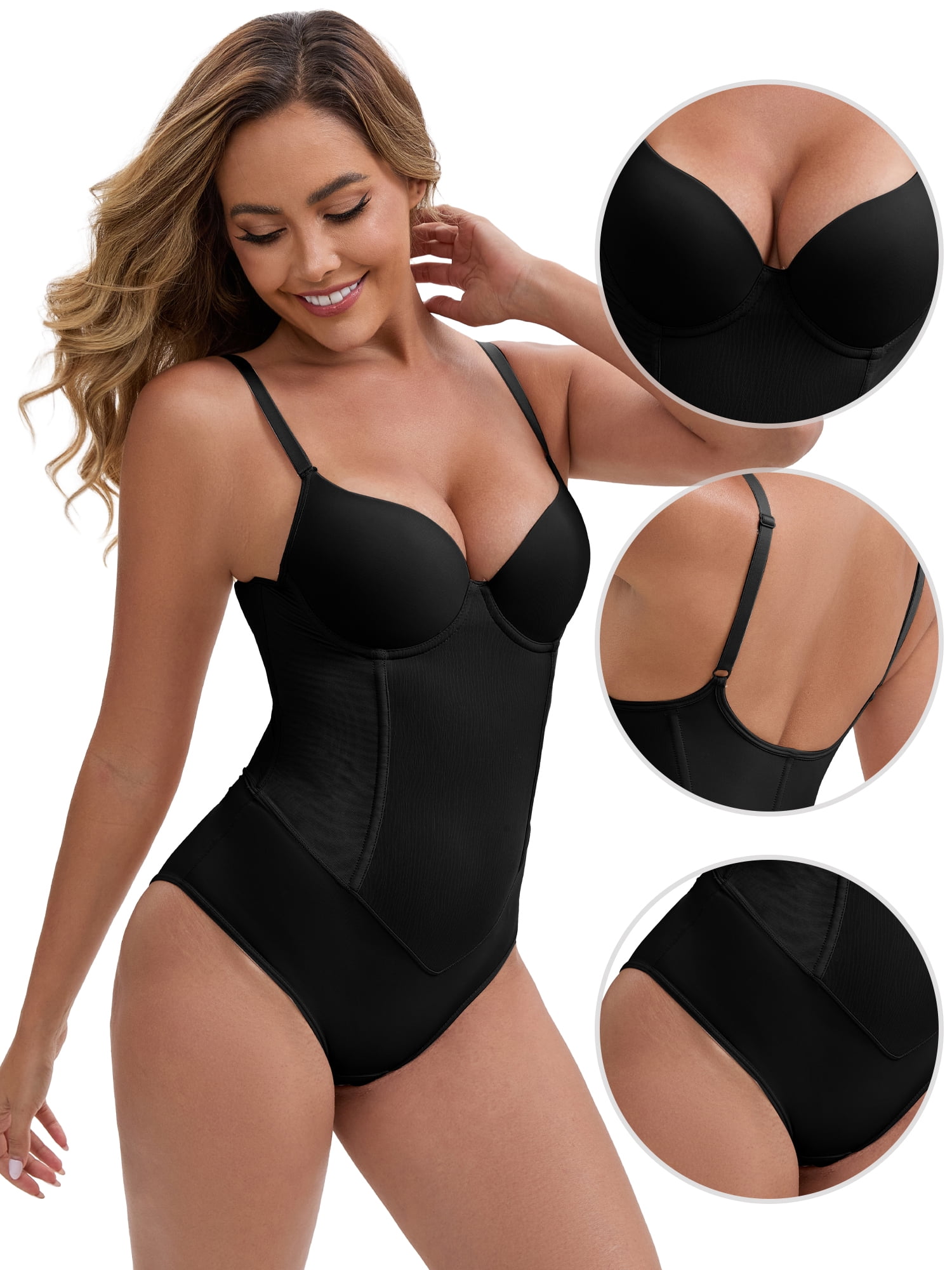 DARING DIVA Seamless Shapewear Waist Shaping Thongs Bodysuits XXL Black