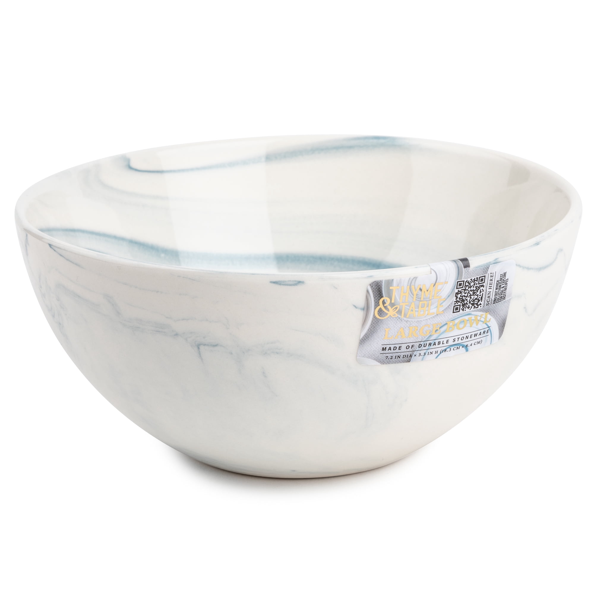 Thyme & Table Blue Marble Stoneware Large Round Bowl