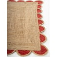 thumbnail image 2 of Handwoven Natural Jute Red Scalloped Rugs , Home Décor Jute Carpet 2 x 3 Feet ( 60 cm x 90 cm )Rectangle, 2 of 4