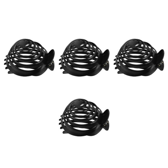 WORGEOUS 4pcs Black Spiral Hair Bun Maker Nonslip Resin Hair Clamp for Women and Girls Round Bun Hair Holder for Women Hair Accessory