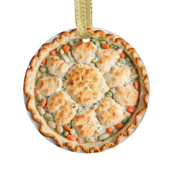 Chicken Pot Pie with Biscuit Crust Dinner Comfort Food Lovers Foodie Novelty Holiday Christmas Ornament Xmas Tree Gift (Flat Design Printed on Ceramic, NOT 3D)