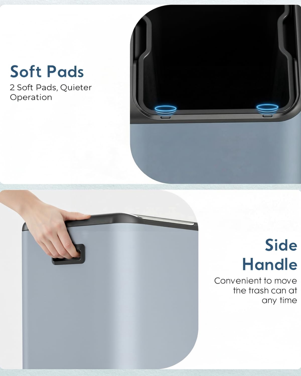 Arlopu 16 Gal Dual Trash Can Kitchen Garbage Bin Recycle Waste Dustbin w/ 2 Buckets & Soft-Close Lid