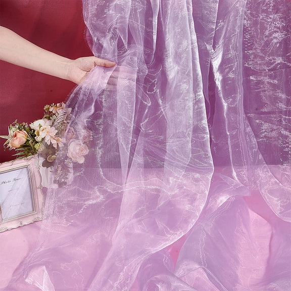 10Yards Iridescent Fabric 59 Inch Organza Fabric Sheer Magic Holographic Fabric for Wedding Photography Background Dress Party Plum
