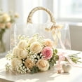 thumbnail image 5 of AUNVITO Clearance Transparent Cellophane Flower Bouquet Bag with Bow Ribbon for Wedding Birthday Holiday Party Gift Wrapping Handheld Tote, 5 of 6