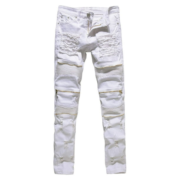 Hirigin Mens Casual Biker Jeans Slim Fit Straight Pants - Walmart.com