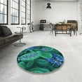thumbnail image 4 of Ahgly Company Machine Washable Indoor Square Transitional Medium Teal Green Area Rugs, 7' Square, 4 of 7
