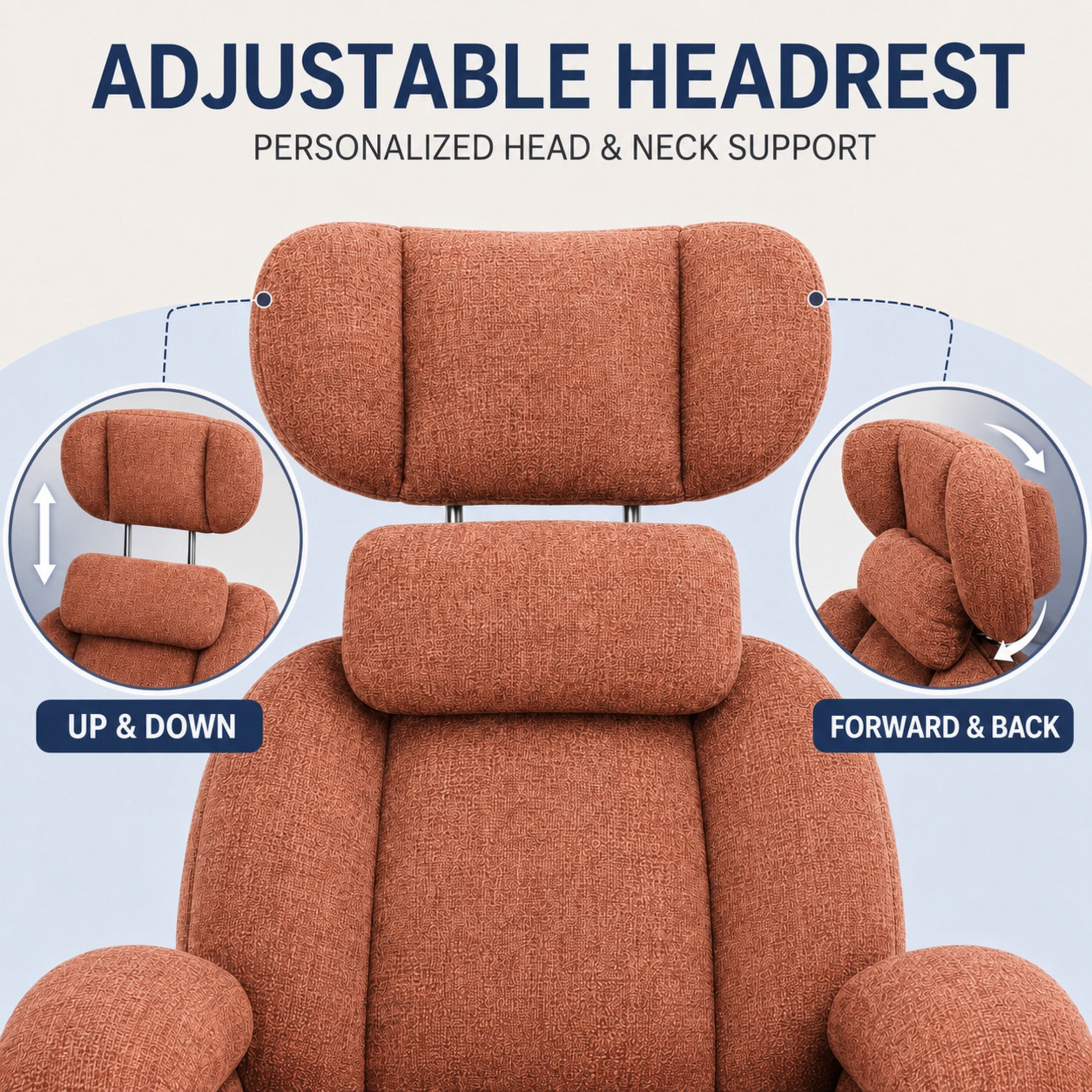 GDF Studio Turden 360° Swivel Manual Rocking Recliner with Detachable Neck Pillow, Versatile Lounge Chair, Orange
