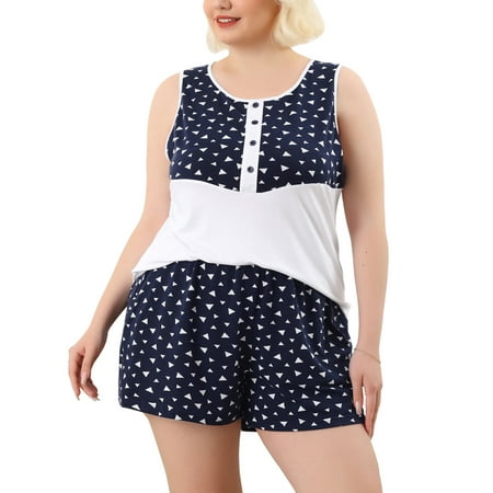 

Unique Bargains Women s Plus Size Pajamas Geometric Print Sleepwear Sets