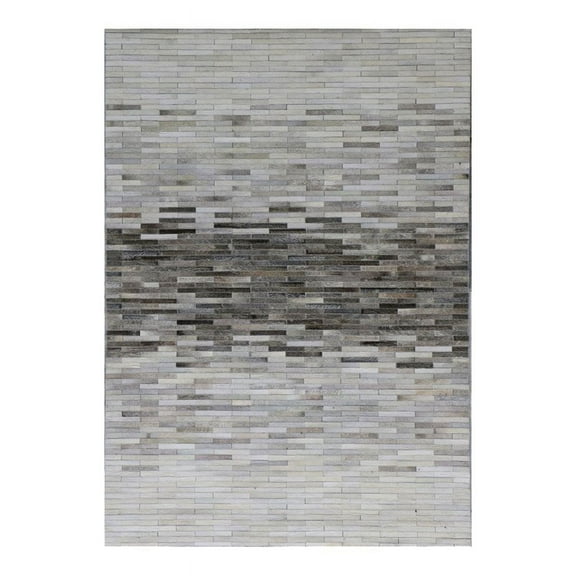 Pasargad Home Galaxy 24" x 36" Hand-Loomed Cowhide Leather Area Rug in Silver