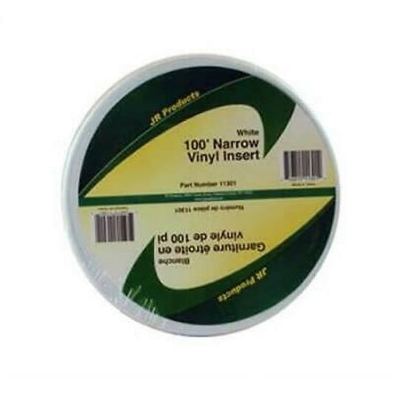 JR Products 11301 Narrow Vinyl Insert - White 100' x 3/4"