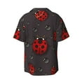 thumbnail image 2 of Daiia Red Ladybugs Men's Linen Shirts Short Sleeve Casual Shirts Button Down Shirt for Men Beach Summer Wedding Shirt-Large, 2 of 7