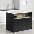 thumbnail image 1 of South Shore Olio Kitchen Island with Open Storage Shelf, in Matte Black and Faux White Marble, 1 of 15