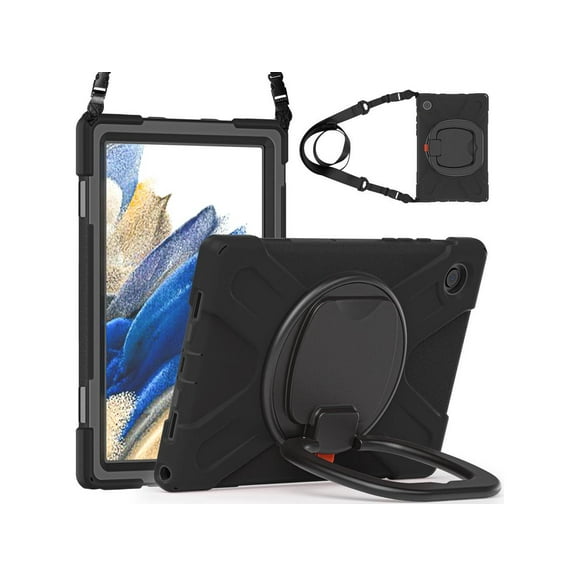 Case for Samsung Galaxy Tab A8 10.5 inch 2022 (SM-X200 / SM-X205 / SM-X207) with [360 Degree Rotatable Stand & Hand Strap] Pen Holder Shoulder Strap for Galaxy Tab A8 10.5