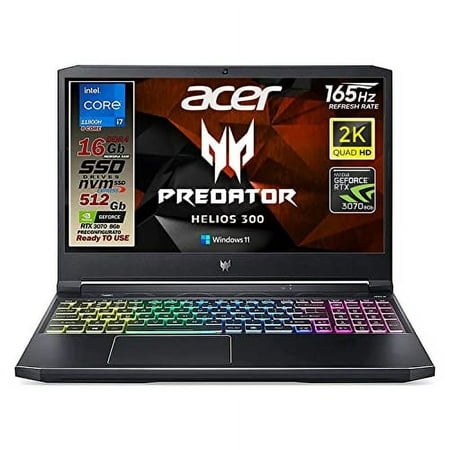 Acer Predator Helios 300 Gaming Laptop, 15.6" Full HD IPS, Intel i7 CPU, 16GB DDR4 RAM, 256GB SSD, GeForce GTX 1060-6GB, VR Ready, Red Backlit KB, Metal Chassis, Windows 10 64-bit, G3-571-77QK