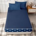 thumbnail image 4 of Erosebridal Classic Polka Dot Zipper Twin Comforter Sets with Fitted Sheet and 2 Pillowcases for Girls, Navy White Abstract Zipper Bedding Set, Navy Reversible, 4-Piece, 4 of 7