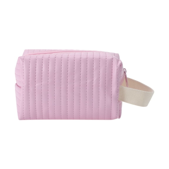 Unique Bargains 1 Pc Simple Wrist Makeup Bag Pink PU Leather