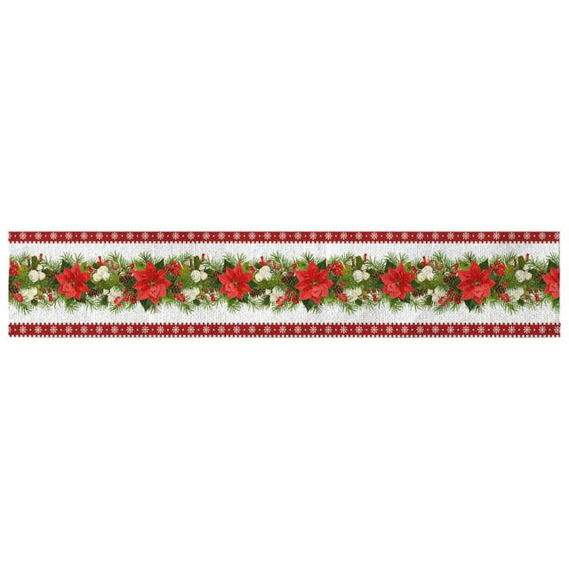 Camino de mesa de cocina de colorfulland, camino de mesa de lino para habitación de granja Rojo y verde