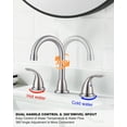 thumbnail image 6 of Wowow 3 Hole Widespread Bathroom Sink Faucet in Brushed Nickel,Fit for 6 inch and 8 inch Sink with Pop UP Drain, 6 of 7
