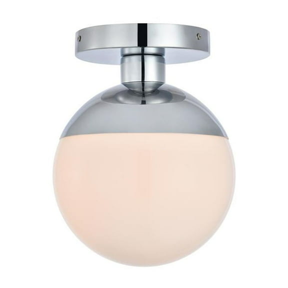 Eclipse 1 Light Chrome Flush Mount With Frosted White Glass