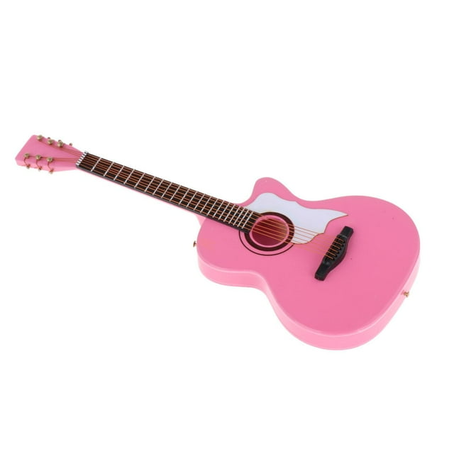 Modèle de Guitare Classique Rose avec Support d'Affichage Échelle 1:6 Bois, Décor Paysage