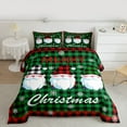 thumbnail image 2 of Homewish Cute Christmas Gnome Queen Comforter Set, Xmas Winter Snowflake Bedding Sets, Green Plaid Checkered Reversible Bedding Comforter Set, Super Cozy Room Decor, 3 Pieces, 2 of 8