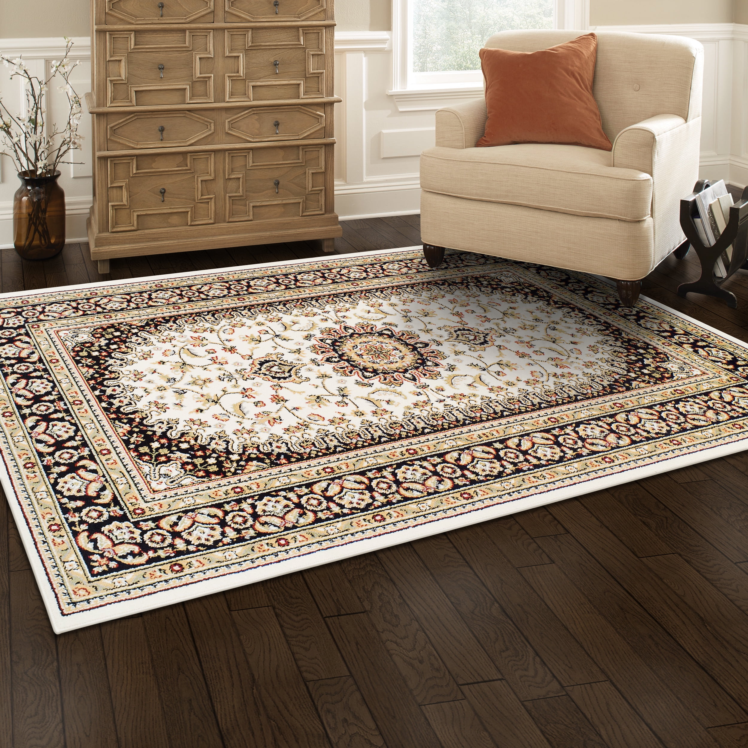 Impressions Scrolling Floral Medallion Area Rug
