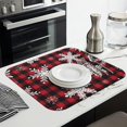 thumbnail image 3 of Red Christmas Snowflake and Plaid Pattern Dish Drying Mat for Kitchen 1 Pack, Ultra Absorbent Microfiber Dishes Drainer Mats,16x18in(41x46cm), 3 of 6
