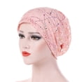 thumbnail image 2 of Riforla Women Beading Braid Lace Hat Ruffle Cancer Chemo Beanie Wrap Cap Baseball Caps Pink, 2 of 5