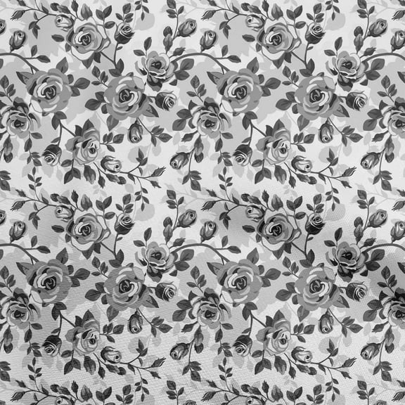 oneOone Polyester Spandex Gray Fabric Floral Diy Clothing Quilting Fabric Print Fabric By Yard 56 Inch Wide
