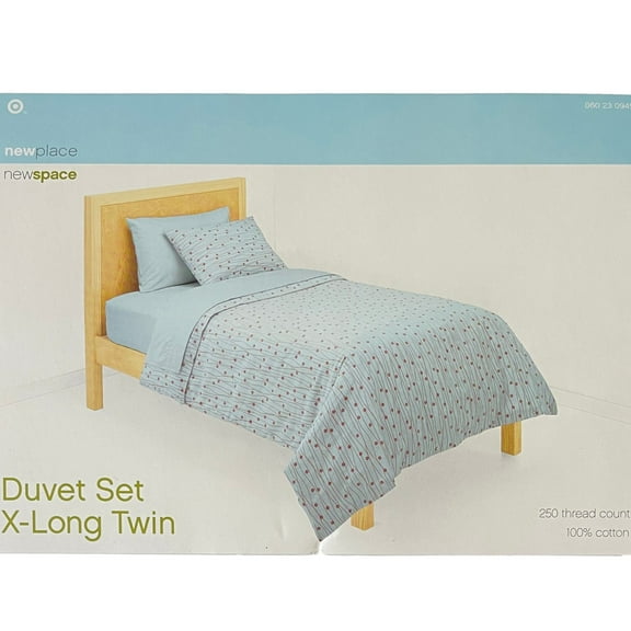 New Place New Space Blue Orange Floral 2 Pc Duvet Cover Set Twin XL Bed Cotton