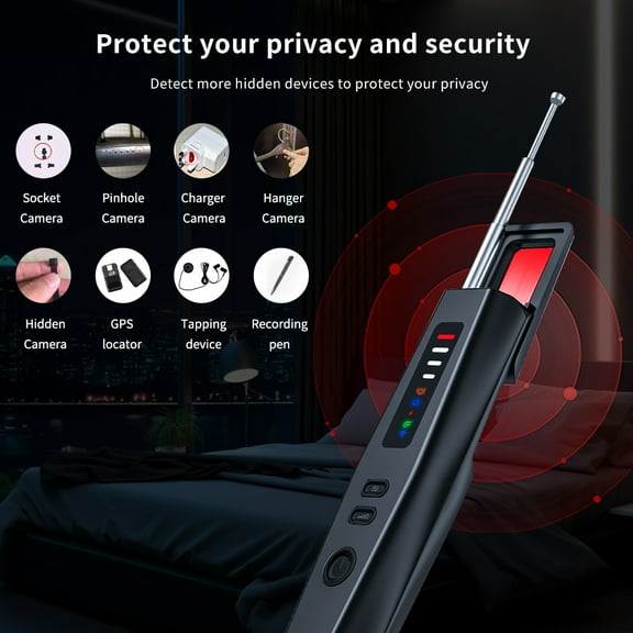Hidden Camera Detector – Portable Anti-Spy Bug & GPS Tracker Scanner, Electronic Sweeper for Travel, Home, Office, Hotel Privacy Protection