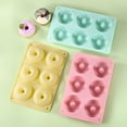 thumbnail image 5 of Moldes de silicona para donas, paquete de 4 moldes de silicona antiadherentes de grado alimenticio para hornear donas, verde, rosa, amarillo y morado, 5 of 5