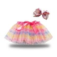 thumbnail image 1 of Lilgiuy Girls Tutu Skirt Headband Set Fashionable Birthday Ballet Costume Splice Rainbow Net Yarn Sequins Tulle Dress for 2-11 Years, 1 of 5