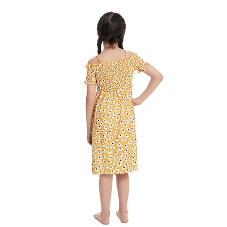 

Short Sleeve Girls Dresses Children s Skirt Summer Neckline Small Daisy Slip Skirt Girls Floral Dress French Fress